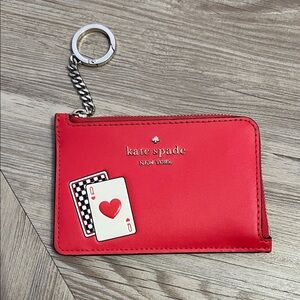 Kate spade play the wild card queen of hearts key fob coin purse wallet